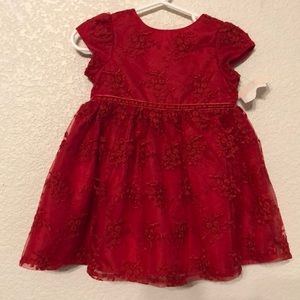 Red dress with roses print